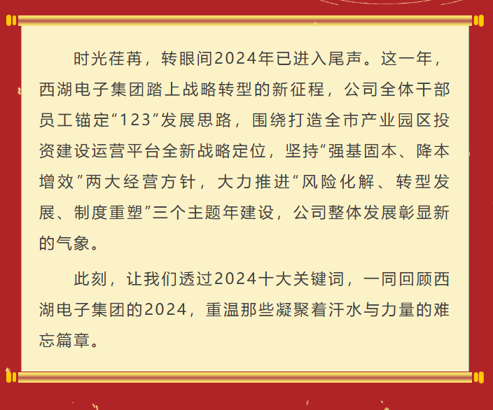 扬帆再启航 奋进新征程|西湖电子集团2024十大关键词